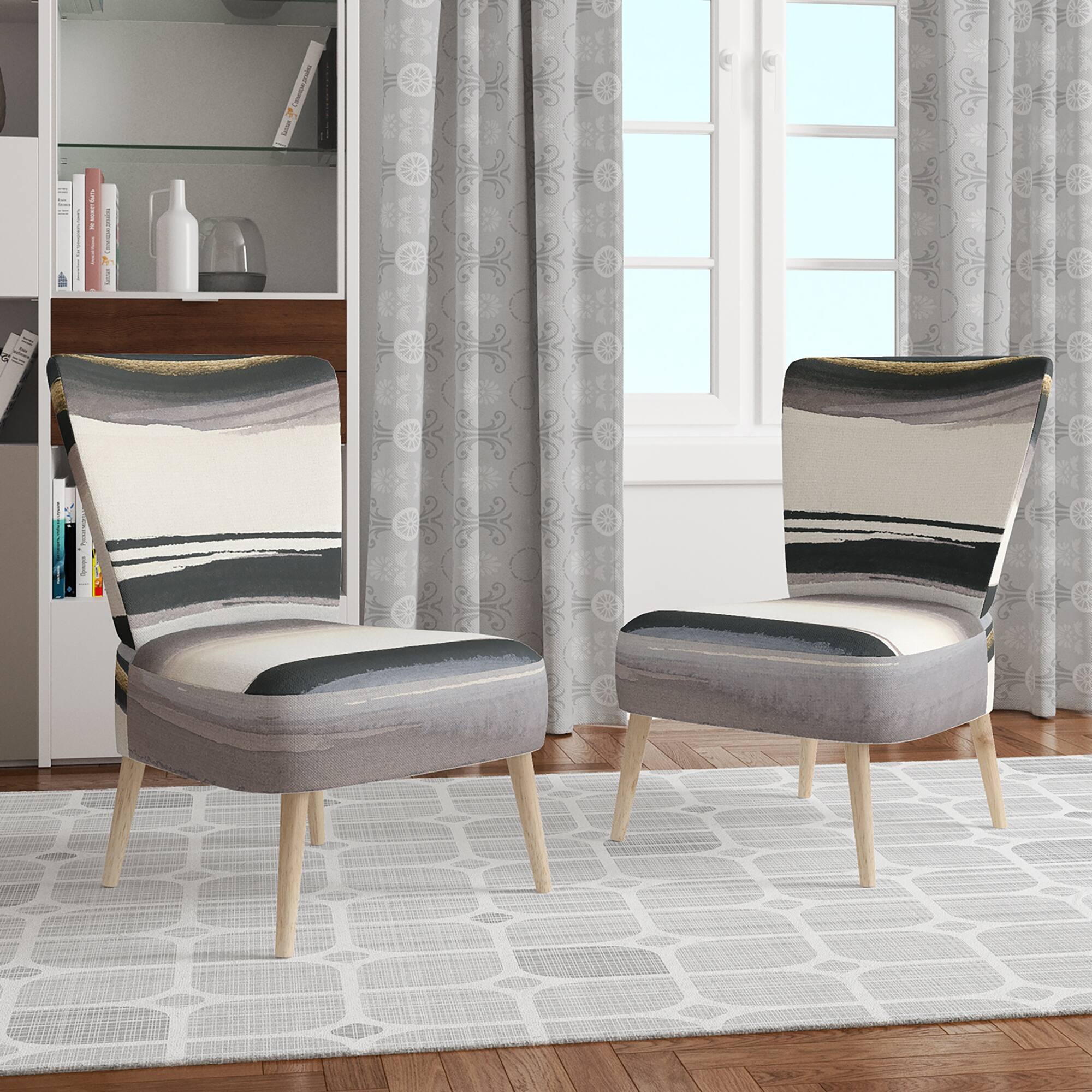 Designart "Gold Watercolor Amethyst I" Upholstered Modern Accent Chair